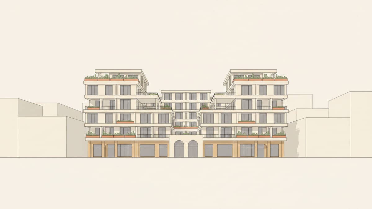 Editorial illustration for the article Balancing Density and Livability in Affordable Housing Design, showing affordable housing and density
