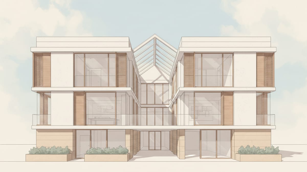 Editorial illustration for the article Daylighting in Architecture: Strategies for Comfort and Efficiency, showing daylighting, comfort, and energy performance