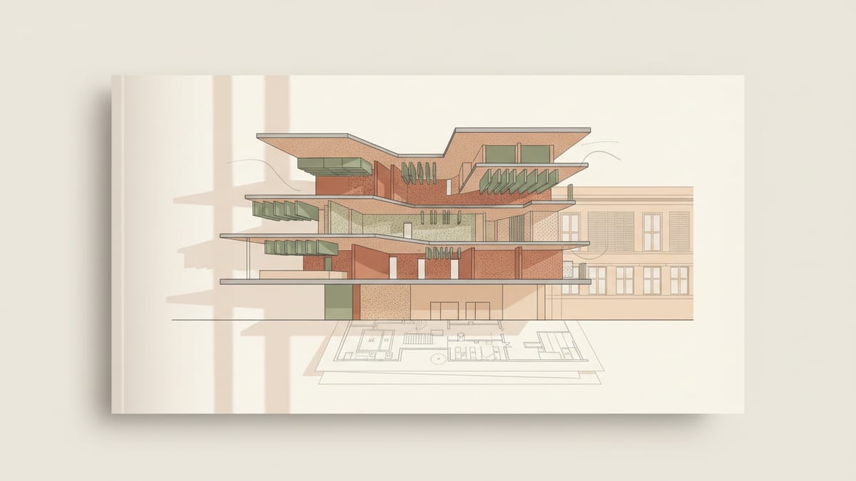 Editorial illustration for the article Integrating Acoustic Comfort in Multi Disciplinary Design, showing acoustics and sound in buildings