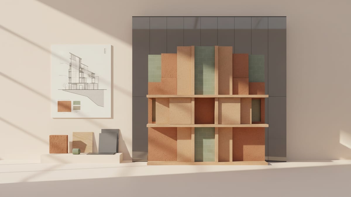 Editorial illustration for the article Mastering Material Palettes for 2026: Balancing Innovation and Compliance, showing colour, texture, and material palettes