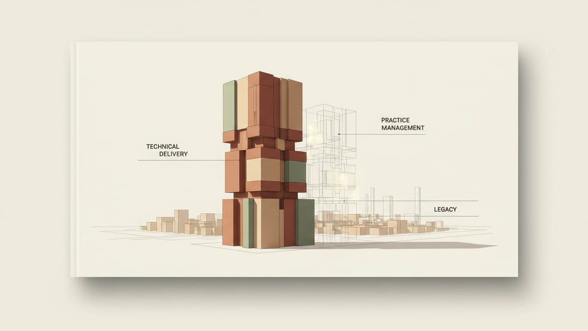 Editorial illustration for the article Mastering Technical Delivery: Building a Legacy with Precision, showing practice management and winning better work