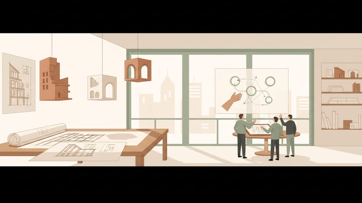 Editorial illustration for the article Navigating Concept Development: Strategies for Profitably Winning Work, showing design process, concept development, and critique